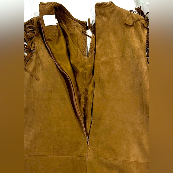 🌰WALTER BAKER LEATHER DRESS WITH FRINGE NWOT🌰VERY SOFT , RARE TO FIND - Picture 8 of 12